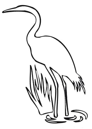 Цапля раскраска для детей