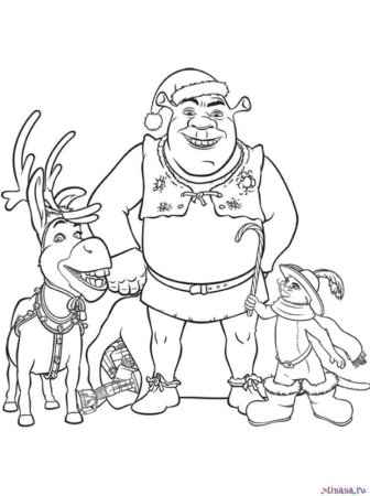 Раскраска Шрек новый год