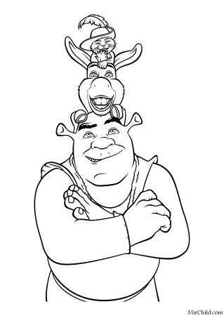 Шрек раскраска