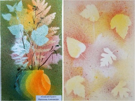 Окраска бумаги набрызгом