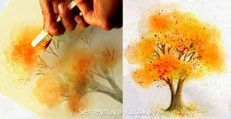 Техника набрызг дерево