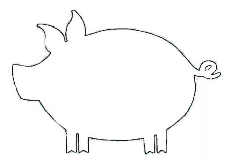 Вид сбоку свинья контур
