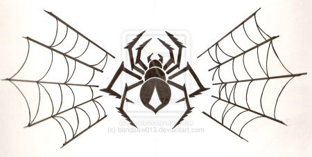 Татуировка паук на паутине эскиз