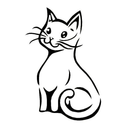 Кошка контурный рисунок