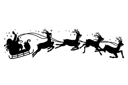 Санта с оленями на окно