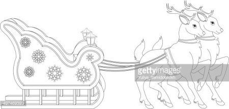 Олени с санями для распечатки