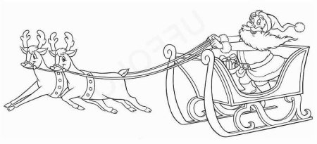 Дед Мороз на санях трафарет