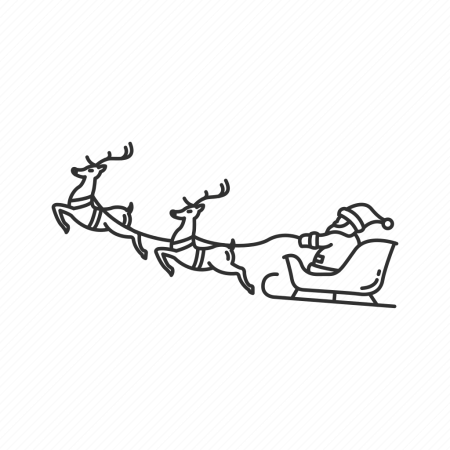 Сани с оленями карандашом
