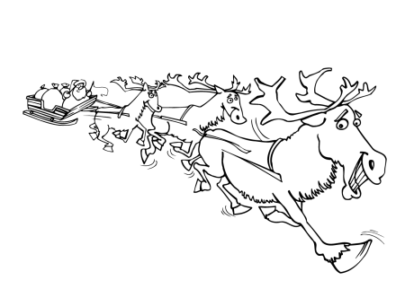 Оленья упряжка на окно