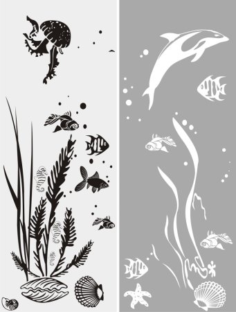 Трафареты для декора стен рыбы