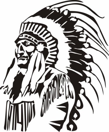 Профиль индейца трафарет