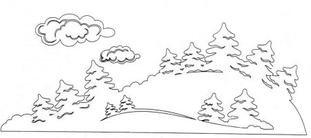 Зимний пейзаж силуэт