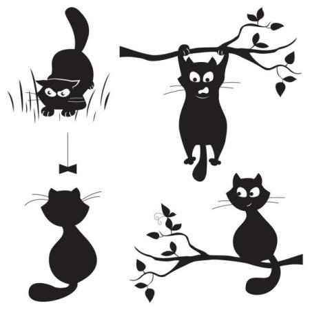 Силуэт кота на ветке