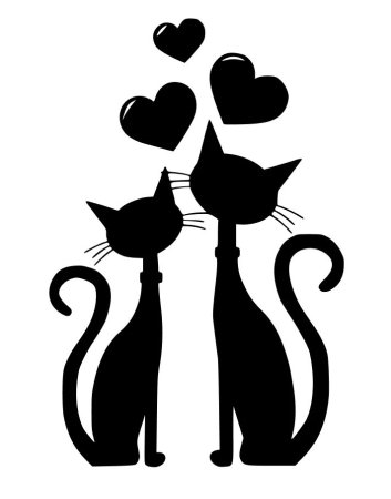 Силуэт двух кошек