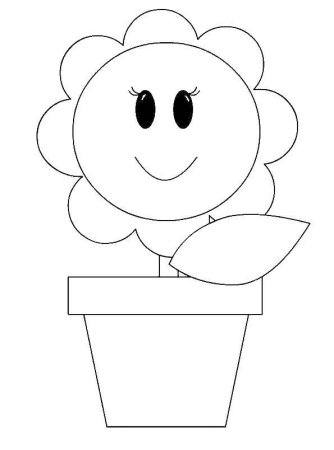 Раскраска цветочек в горшочке