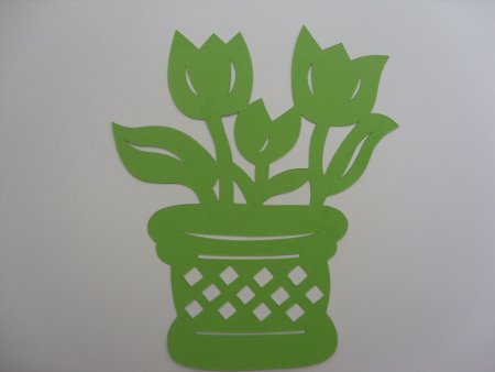 Вытынанка цветы в горшке