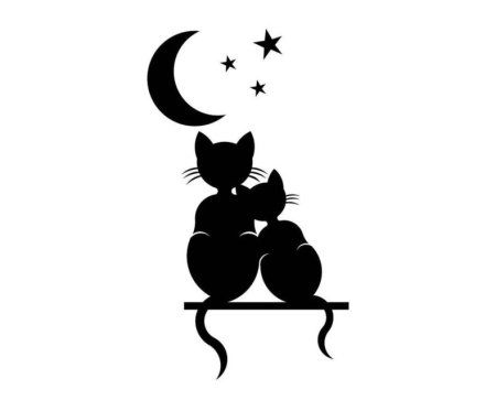 Силуэт кот и кошка