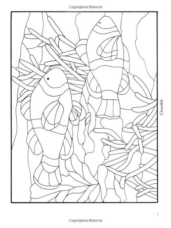 Витраж рыбки трафарет