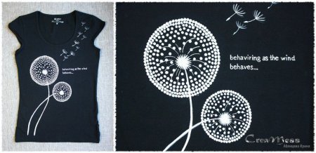 Вышивка одуванчик на платье