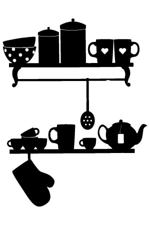 Силуэт полка с посудой