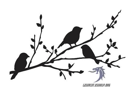 Птичка на дереве трафарет