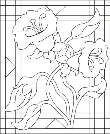 Трафареты для витража цветы