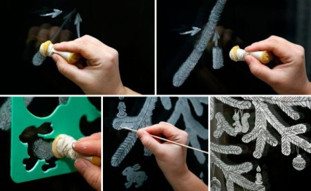 Рисование на стекле зубной пастой