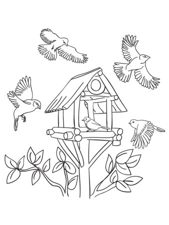 Скворечник раскраска для детей