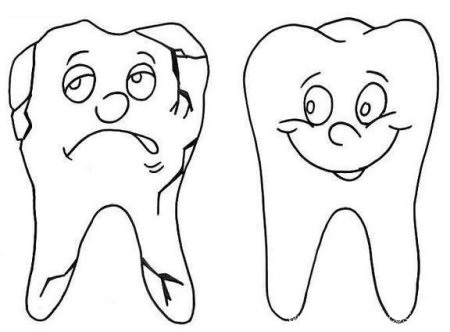Зуб раскраска для детей