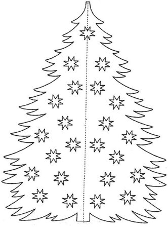 Трафарет елки для вырезания
