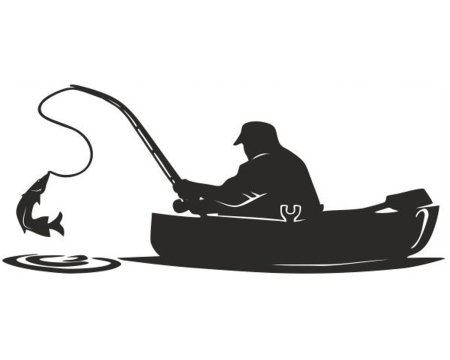 Рыбак в лодке силуэт