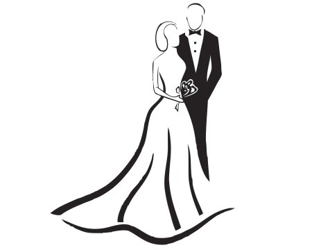 Трафарет жениха и невесты для вырезания