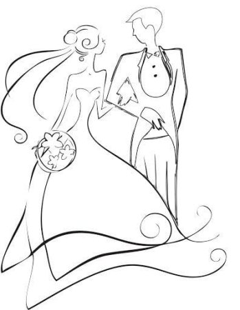 Жених и невеста контур