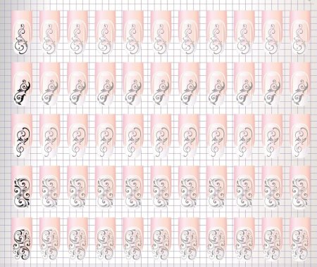 Вензеля схема рисования на ногтях