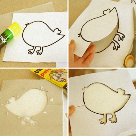 Рисование губкой по трафарету