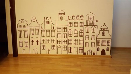 Трафарет домики на стену