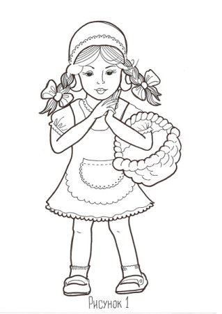 Девочка с корзинкой раскраска