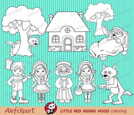 Раскраска к сказке красная шапочка Шарль Перро