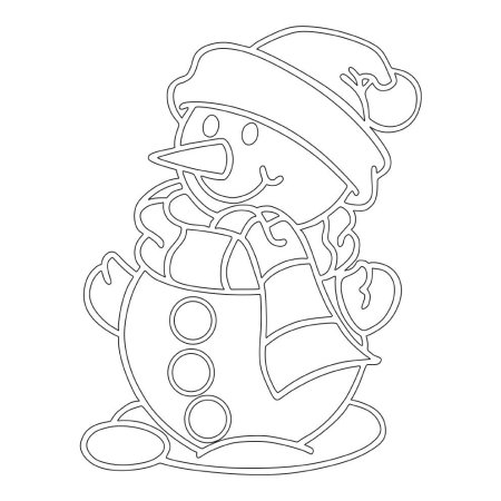 Снеговик трафарет