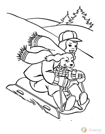 Зимние игры раскраска