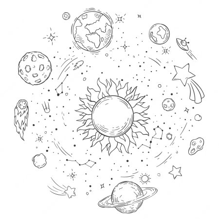 Космос раскраска планеты и звёзды