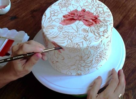 Роспись торта по мастике