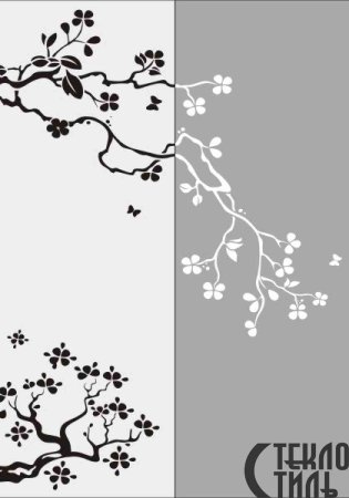 Сакура рисунок на стене трафарет