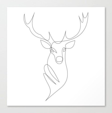 Линейный рисунок оленя
