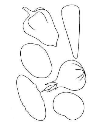 Контурные рисунки фрукты и овощи