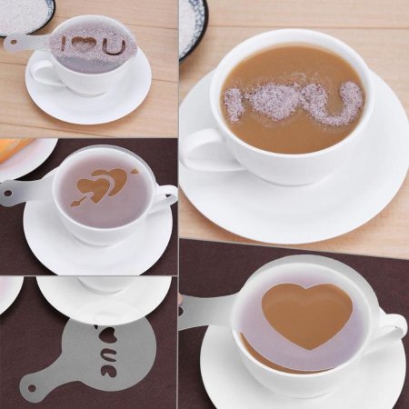 Рисунок на кофе через трафарет