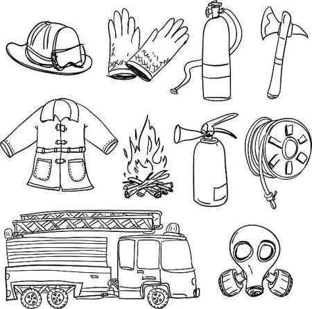 Раскраска пожарный