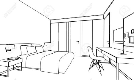 Эскиз интерьера с комнатными растениями