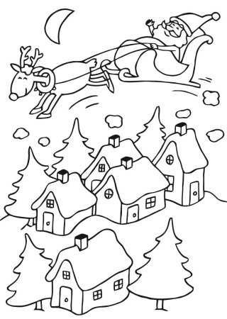 Зимний пейзаж раскраска