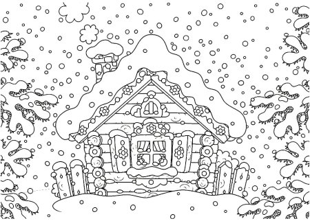 Зима раскраска для детей